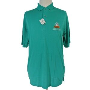 AM Player Polo Shirt Mens L Green Cystic Fibrosis Golf Tournament Logo Sport 560